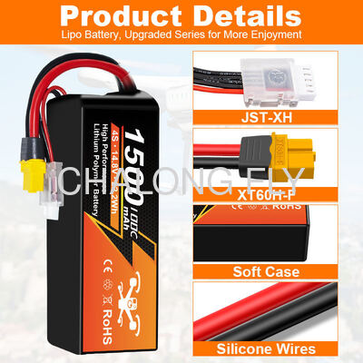 Durable 2S1P 7.4V 1500mAh Lithium Polymer UAV Drone Battery Pack with OEM/ODM Support