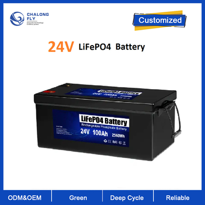 Batería de litio del Li-ion Lifepo4 de LiFePO4 24V 100AH con BMS para el campista de energía solar del barco rv de la motocicleta