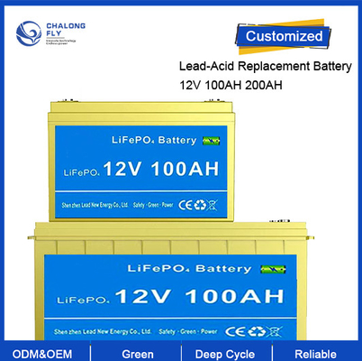OEM ODM Batería de litio LiFePO4 Reemplazo de ácido de plomo Batería de litio LiFePO4 12.8V 100AH 200AH Recargable para EV